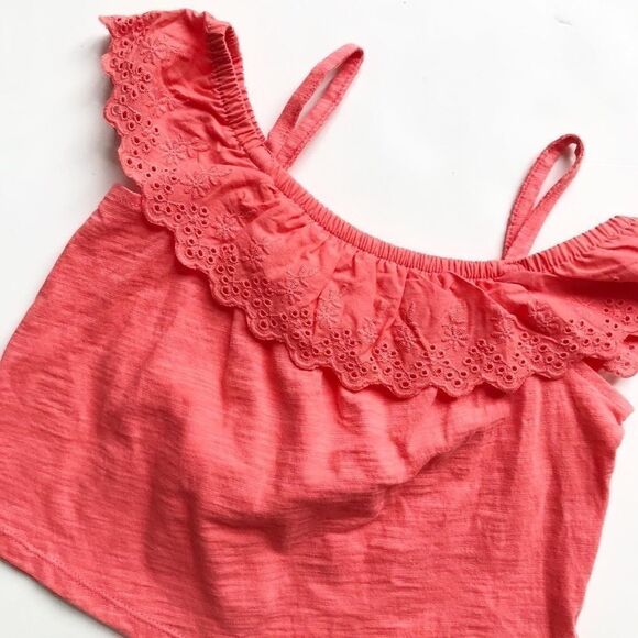 Old Navy NWT coral eyelet cold shoulder top 18-24m - Picture 2 of 4
